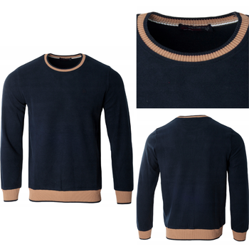 Bluza męska z okrągłym dekoltem 100% bawełna granatowa gładka klasyczna - Antracid