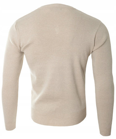 Sweter męski w serek beżowy klasyczny - MUST
