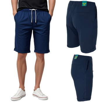 Spodenki męskie krótkie jak lniane klasyczne - granatowe