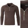 Sweter męski półgolf krótkie zapięcie na zamek brązowy klasyczny - Devanti