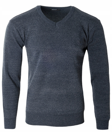 Sweter męski z dekoltem w serek V-dekolt niebiesko-szary - MUST