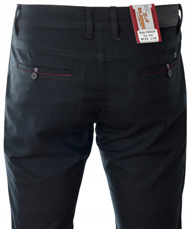 Spodnie męskie materiałowe czarne kratka prosty krój wizytowe eleganckie - Sa. Ronni