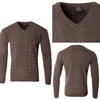 Sweter męski brązowy dekolt w serek V wzór kratka wełniany turecka Devanti