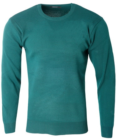 Sweter męski z okrągłym dekoltem zielony klasyczny - Must