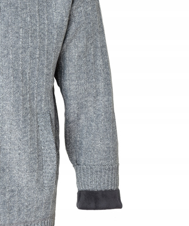 Sweter męski rozpinany ocieplany polarem jesienny jasno-szary ze wzorem 