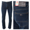 Męskie spodnie jeansy klasyczne granatowe ocieplane polarem bawełna proste - King BSS