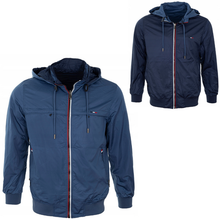 Kurtka bluza męska rozpinana wiosenna niebieska dwustronna - J Style