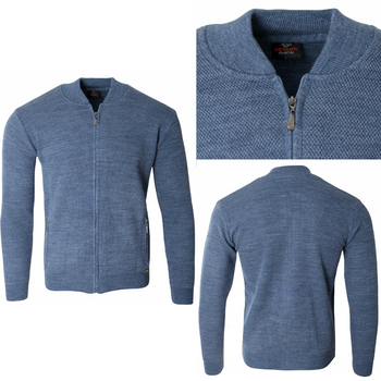 Bluza męska niebieska rozpinana na zamek wełniany kieszenie na zamek turecka Devanti