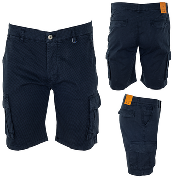 Spodenki męskie krótkie elastyczne bojówki - wzorek granatowe