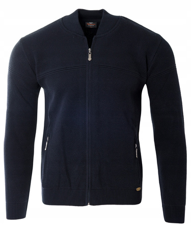 Bluza męska granatowa rozpinana na zamek wełniana kieszenie na zamek turecka Devanti
