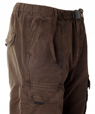 Spodnie męskie bojówki brązowe 100% bawełniane z paskiem - ITENO