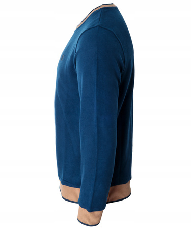 Bluza męska z okrągłym dekoltem 100% bawełna ciemno-niebieska gładka klasyczna - Antracid