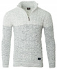 Sweter męski półgolf na krótki zamek jesienny szary ze wzorem wełniany ciepły - Devanti 