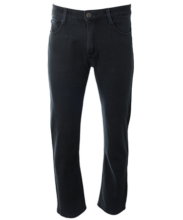 Męskie spodnie jeansy klasyczne grafitowe ocieplane polarem bawełna proste - Gemello