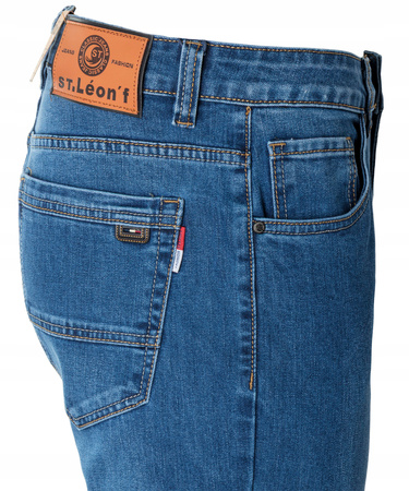 Spodnie jeansy męskie granatowe proste nogawki bawełniane klasyczne - St. Leon