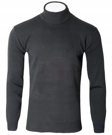 Golf męski sweter ciemno-szary wizytowy elegancki - MUST