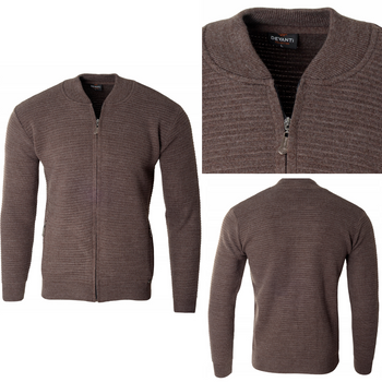 Bluza męska brązowa rozpinana na zamek wełniany kieszenie na zamek Devanti