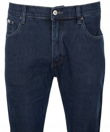 Męskie jeansy granatowe ocieplane proste nogawki klasyczne elastyczne - proste