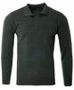 Bluza męska z kołnierzykiem polo na guziki zielona gładka ze ściągaczami wełniana - Reymo