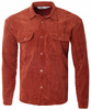 Koszula męska casual sztruksowa pomarańczowa ciepła - Redline