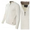 Sweter męski półgolf krótkie zapięcie na zamek kremowy gładki klasyczny - Devanti