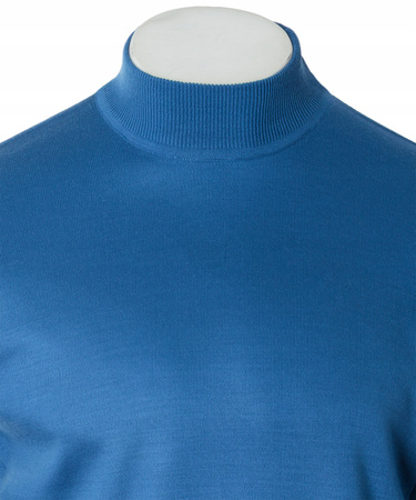 Sweter męski półgolf niebieski gładki wełniany turecki - Devir