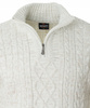 Sweter męski półgolf krótkie zapięcie na zamek beżowy we wzór klasyczny - Devanti