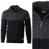 Sweter męski półgolf na krótki zamek jesienny czarno-szary ze wzorem wełniany ciepły - Devanti