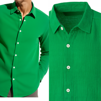 Koszula męska bawełniana casual zielona letnia przewiewna - Redline
