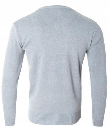 Sweter męski z dekoltem w serek V-dekolt jasno-szary - MUST