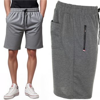 Spodenki męskie krótkie szorty szare na gumce bawełniane duże - Must