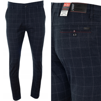 Eleganckie spodnie materiałowe grafitowe w kratę - Bigman