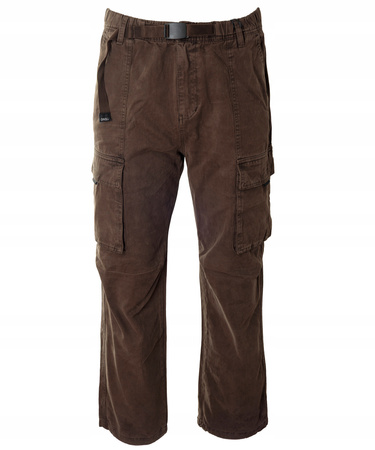 Spodnie męskie bojówki brązowe 100% bawełniane z paskiem - ITENO