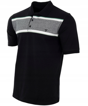 Koszulka męska polo czarna bawełniana dekolt z guzikami kołnierz wiosenna - Reymo