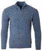 Sweter męski półgolf krótkie zapięcie na zamek niebieski we wzór klasyczny - Devanti