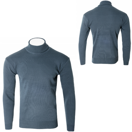 Golf męski sweter grafitowy wizytowy elegancki - MUST