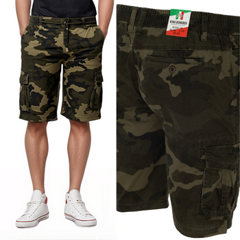 Spodenki męskie krótkie na gumce - zielony-moro 