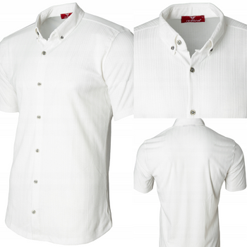 Koszula męska krótki rękaw bawełna casual biała letnia przewiewna - Redline