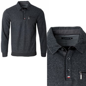 Bluza męska z kołnierzem kieszeń na zamek guziki ciemnoszara turecka jesienna