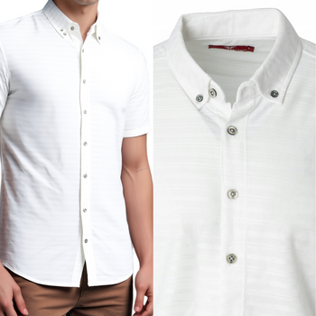 Koszula męska krótki rękaw bawełna casual biała letnia przewiewna - Redline