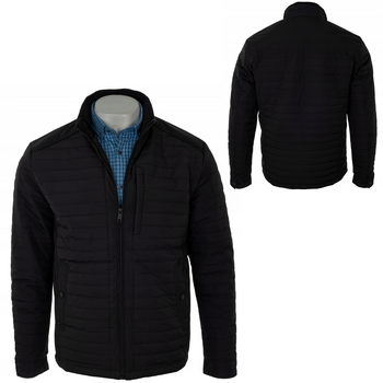 Kurtka męska rozpinana przejściowa czarna pikowana - J Style