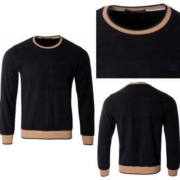 Bluza męska z okrągłym dekoltem 100% bawełna czarna gładka klasyczna - Antracid