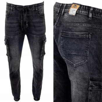  Spodnie jeansy-joggery bawełniane ciemno-szare - Gemello