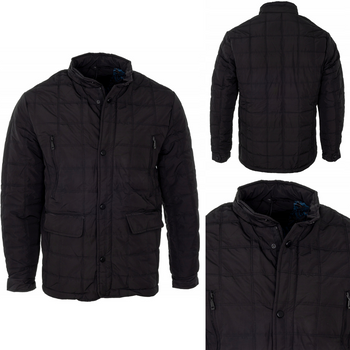 Kurtka męska rozpinana przejściowa czarna pikowana - J Style 