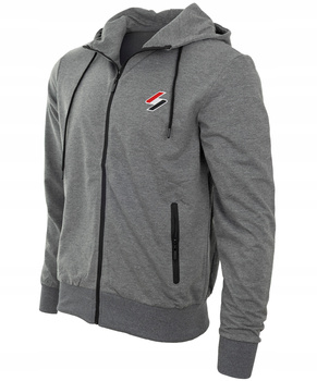 Bluza męska rozpinana ciemno-szara z kapturem i kieszeniami - Must