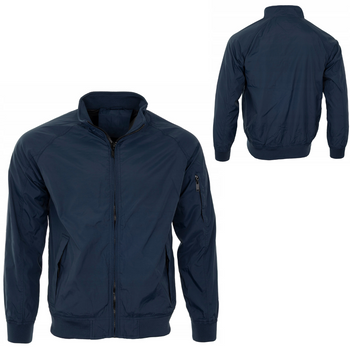 Kurtka męska rozpinana bomberka wiatrówka granatowa kieszeń na rękawie - J Style