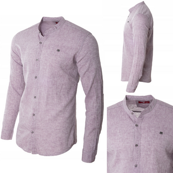 Koszula męska lniana casual wrzosowa letnia przewiewna - Redline