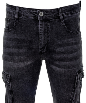  Spodnie jeansy bojówki bawełniane czarne - Gemello
