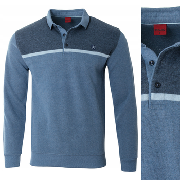 Bluza męska niebieska z kołnierzykiem polo na guziki ze ściągaczami elastyczna - Dynamic