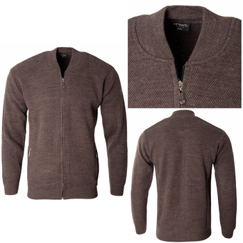 Bluza męska brązowa rozpinana na zamek wełniany kieszenie na zamek turecka Devanti